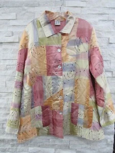 Parsley & Sage Most Unusual Pastels Shantung Silk Art-t-Wear Jacket Coat 1X - Picture 1 of 7