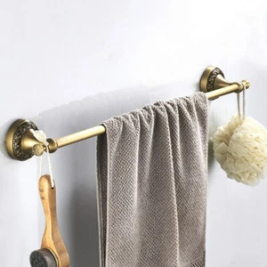 Retro Antique Brass Wall Mount Bathroom Fitting Single Towel Holder Racks ZD1716 - Picture 1 of 8