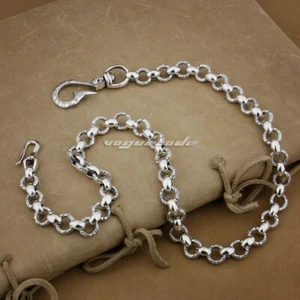925 Sterling Silver Wallet Chain Punk KeyChain DIY Accessories 8F001WC2A - Picture 1 of 21