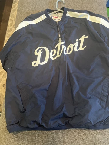 Detroit Tigers Majestic Cool Base Zip Pullover Windbreaker Jacket Size XL Cover