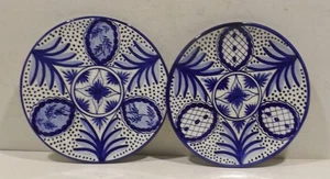 2 schöne dekorative alte antike handbemalte Keramik Wandteller 23cm blau/weiss - Bild 1 von 5