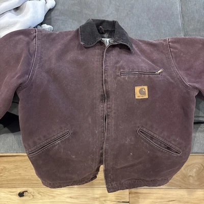 Vintage Carhartt J43 BRG Sandstone Detroit Jacket Burgundy Medium - Image 1 of 4