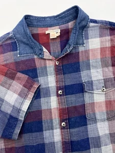 Carbon 2 Cobalt Men’s Button-Down Shirt Short Sleeve Plaid Multicolor XL 133713 - Picture 1 of 11