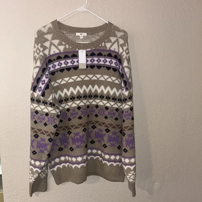 Suéter BP Cuello Redondo Estampado Tostado y Púrpura Para Mujer Talla S Nuevo Con Etiquetas Foto 1 de 4
