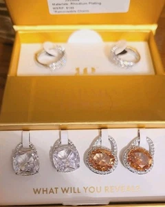 Bomb Party Charming Hoops"A Rockstar Diva " Sm Topaz/ Diam Cu Zirc On Rhod Plate - Picture 1 of 5