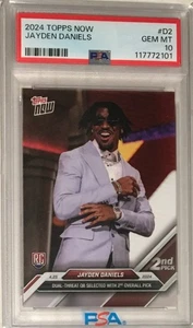 2024 Topps Now NFL Draft PSA 10 Jayden Daniels RC Commanders Rookie Card #D2 D-2 - Foto 1 di 2