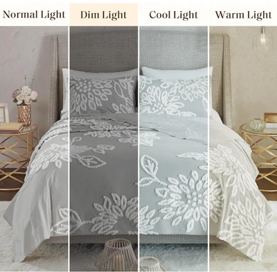 Juego de funda nórdica acolchada 100 % algodón Madison Park King/Cal King en gris/blanco 3 piezas Foto 1 de 4