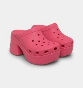 New Crocs Women's Siren Clog High Heel Platform Shoes Sandals Hot Pink US 11 - Picture 1 of 12