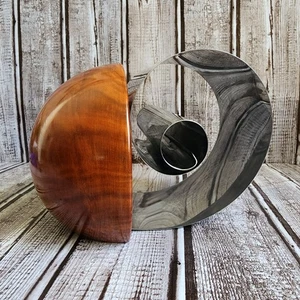 Bobina spirale vintage anni '30 art deco legno cromato Revere Roma NY Bookend Fred Farr  - Foto 1 di 11