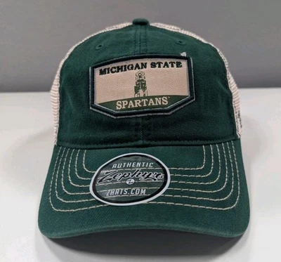 Michigan State Spartans Zephyr Logo Mesh Trucker Hat Cap Snapback Green One Size - Image 1 of 4