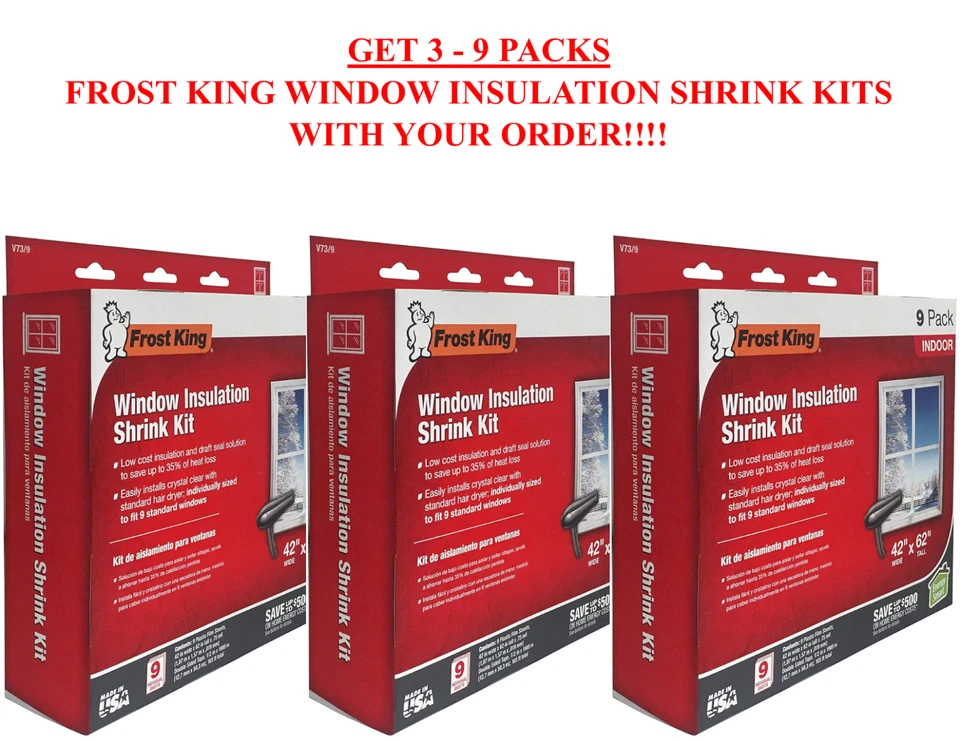 "Paquete de 3 kits retráctiles de aislamiento de ventana Frost King modelo V73/9H 42"" de ancho x 62"" de alto" Foto 1 de 4