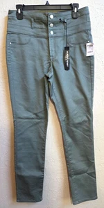 Refuge Damenhose 12 salbeigrün hohe Taille Stretch skinny dreifach geknöpfte Taille - Bild 1 von 13