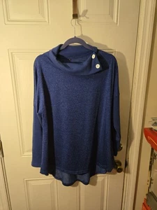 Vintage Unbranded Top With Accented Buttoned Neckline Special Sleeves Size Large - Picture 1 of 6