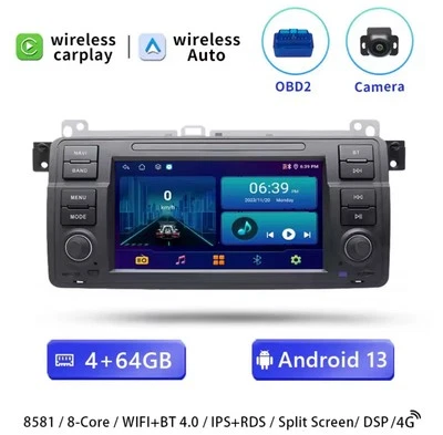 Autoradio 2 Din Android 13 GPS BMW E46 M3 Rover 75 4+64GB Stereo Multimediale - Immagine 1 di 4