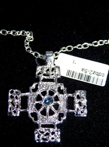 Necklace in Sterling Silver 925 and chain with pendant celtic cross of stone - Picture 1 of 3