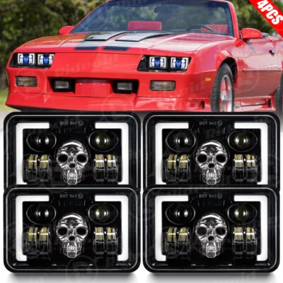 4 шт светодиодных фар дальнего света для 1982-1992 Chevrolet Camaro Z28 4x6 дюймов RGB DRL - Изображение 1 из 4