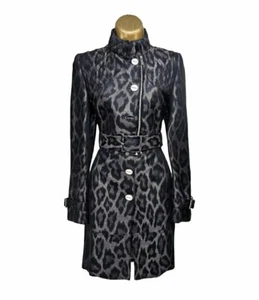 Karen Millen UK14 US10 Wool Blend Belted Coat Logo Button Zip Immaculate - Picture 1 of 16