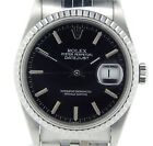 Rolex Datejust Mens Stainless Steel Watch Quickset Sapphire Jubilee Black 16220