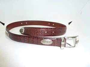 Johnston & Murphy Belt Sz 34 BROWN  Leather 4832 Western Silver Buckle & Tip - Picture 1 of 7