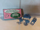 Vintage Miniature Dollhouse Soft Metal Painted Patio Set, Original Box, Japan