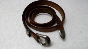 Vintage Leather Belt with Sterling Silver Belt Buckle Size 45.5 inch - Picture 1 of 4