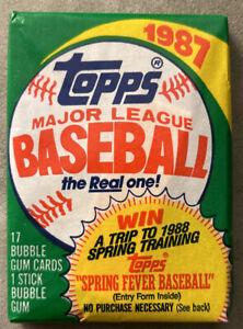 1987 Topps Baseball Wax Pack Alex Trevino Dodgers (Top) Jesse Orosco Mets (Back)
