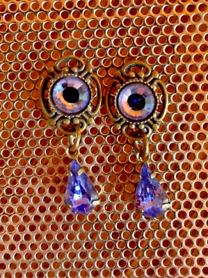 Pendientes colgantes Swarovski antiguos con cristales facetados morados Foto 1 de 4