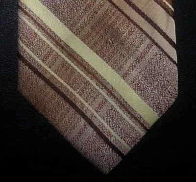 Corbata Dean-Mar Classics Bronceado Amarillo Marrón Marfil Diseño Diagonal Rayas Nueva en Caja t1994  Foto 1 de 4
