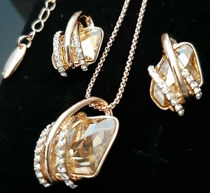 Luxus Schmuckset 750er Gold 18K Vergoldet Kristall Elemente Damen Frauen Neu - Bild 1 von 11