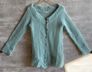 Nice Claup Blue Wool Blend Oversized v-Neck Knit Cardigan Size XS Japan Import - Picture 1 of 9