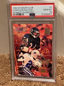 1994 Stadium Emmitt Smith Walter Payton #1 Dynasty Destiny Card PSA 10 LOW POP - Picture 1 of 2