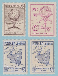 POLONIA 1939 GORDON BENNETT JUEGO DE 3 POSTES DE GLOBO + 1 COMO NUEVO NUNCA ARTICULADO OG ** M565 - Imagen 1 de 1