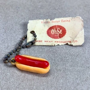 Mini Hotdog Keychain Vintage Advertising OHSE Meat Products Co. - Picture 1 of 7