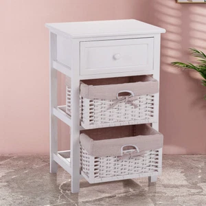 Nightstand End Side Table Chest Cabinet Drawer Baskets Storage Tables Bedrooom - Bild 1 von 7