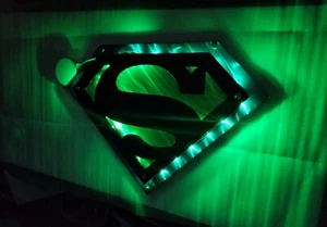 Superman wall decor metal led lit sign plasma cut man cave signs Christmas gift - Picture 1 of 9