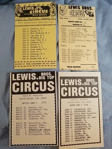 Lot of 4 1970s Lewis Bros. Big Top Circus Official Route Cards - Picture 1 of 6