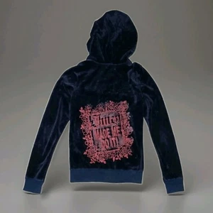 Juicy Couture Blue Velvet Hoodie With Pockets Size 14 Girls - Picture 1 of 6