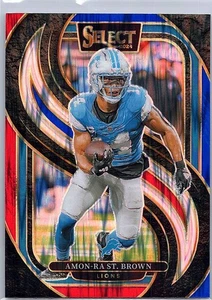 2024 Panini Select - Amon-Ra St. Brown #105 Premier Level Red & Blue Shock Prizm - Bild 1 von 2