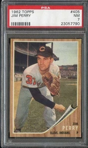 Jim Perry 1962 Topps #405 PSA 7 indios *B62405 - Imagen 1 de 2