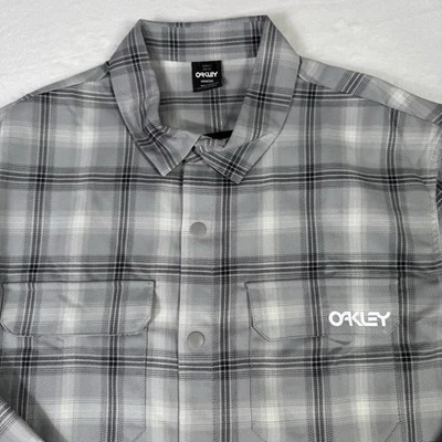 Oakley Tech Shirt Mens Large Shred Woven Hydrolix Cooling Snap UP Logo Heavy NWT - Image 1 of 4