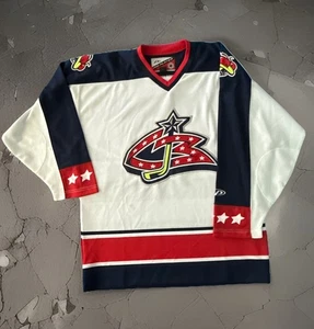 Camiseta deportiva de hockey vintage Columbus Blue Jackets NHL jugador profesional para hombre talla LG - Imagen 1 de 12