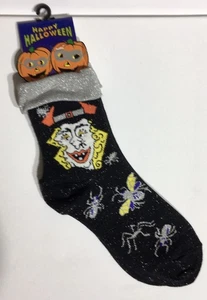 VTG 1990's Creepy Halloween Crew Socks Witch & Bugs Size 9-11 NOS - Picture 1 of 5