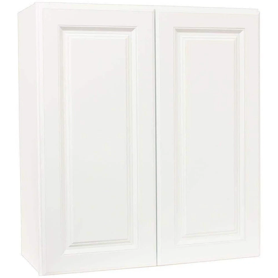 Mueble de cocina de pared montado Hampton 27" W x 12" D x 30" H en blanco satinado Foto 1 de 4