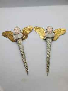 Dept 56 Angel Icicle Christmas Ornaments Set Of Two With Gold Wings Vintage - Picture 1 of 6