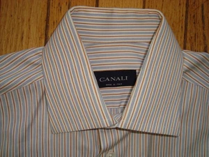 CANALIMEN'S MULTI COLOR DRESS SHIRT SIZE 15 1/2 OR 39 MADE IN ITALY GREAT! - Picture 1 of 11