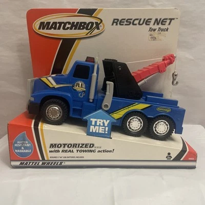 Vintage 2000 Matchbox MB Garage Tow Truck Blue Truck 1:24 Scale 10" Plastic - Image 1 of 4