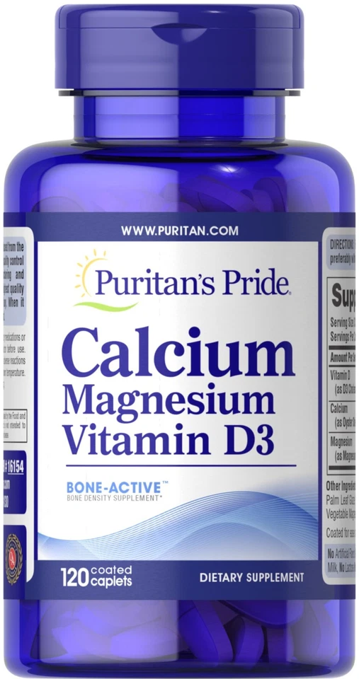 Puritan's Pride Calcium Magnesium with Vitamin D - 120 Caplets - Image 1 of 1