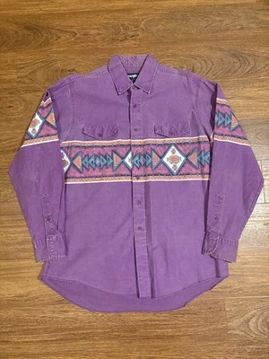 Men’s Vintage Wrangler Brushpopper Aztec Western Button Up Long Sleeve - Image 1 of 4
