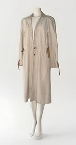 vtg 70s 80s LANVIN Leather Over Coat /Trench Coat Wmns Sz S/M, see measurements* - Picture 1 of 12