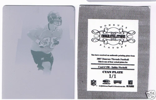 SABBY PISCITELLI 1 OF 1 PRESS PLATE 2007 DONRUSS THREAD - Image 1 of 1